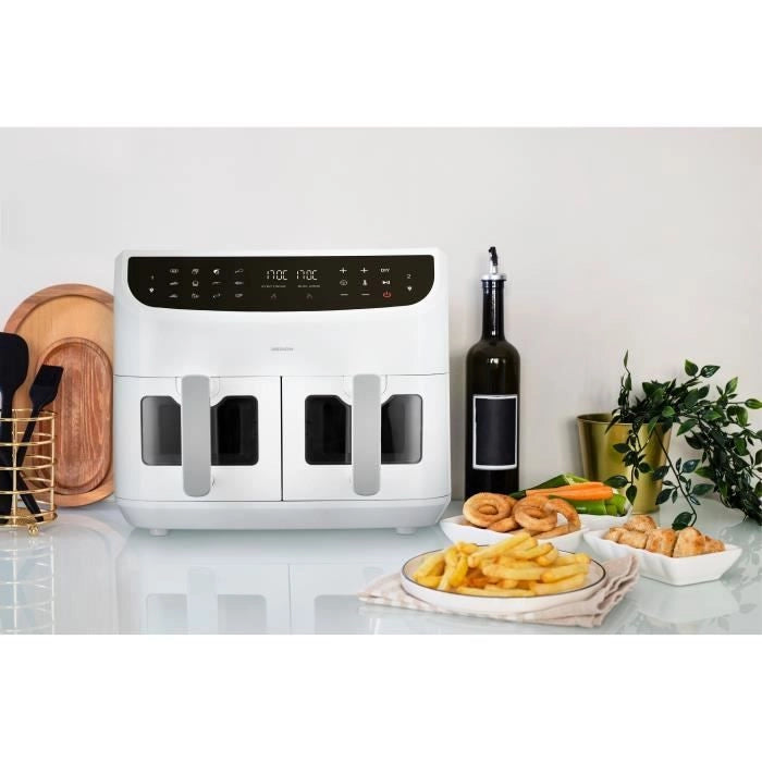 Friggitrice ad Aria Calda - MEDION - P20 XXL Twin - 2600 W - 2 cestelli - 9 programmi - Bianca