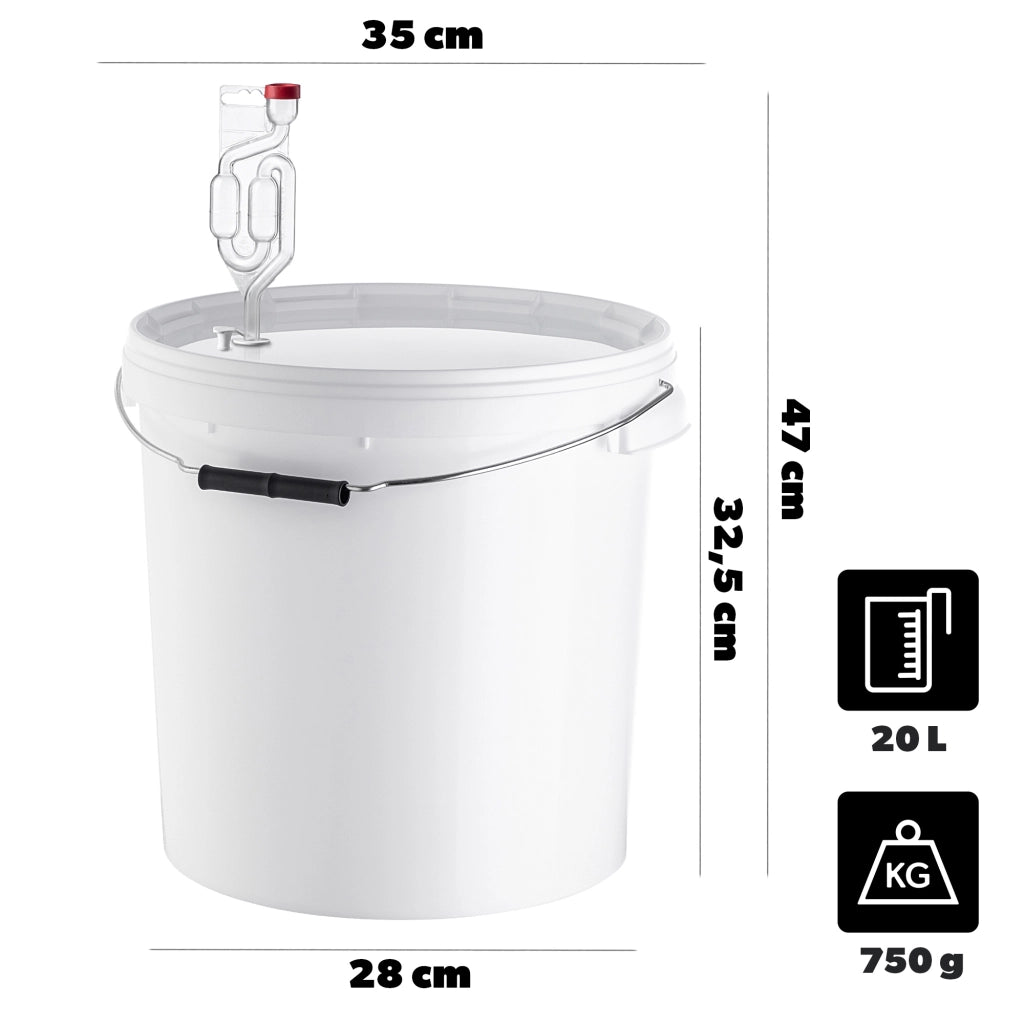 Contenitore di fermentazione KADAX da 20 litri, secchio per vino, liquori, birra, sidro + tubo di sughero