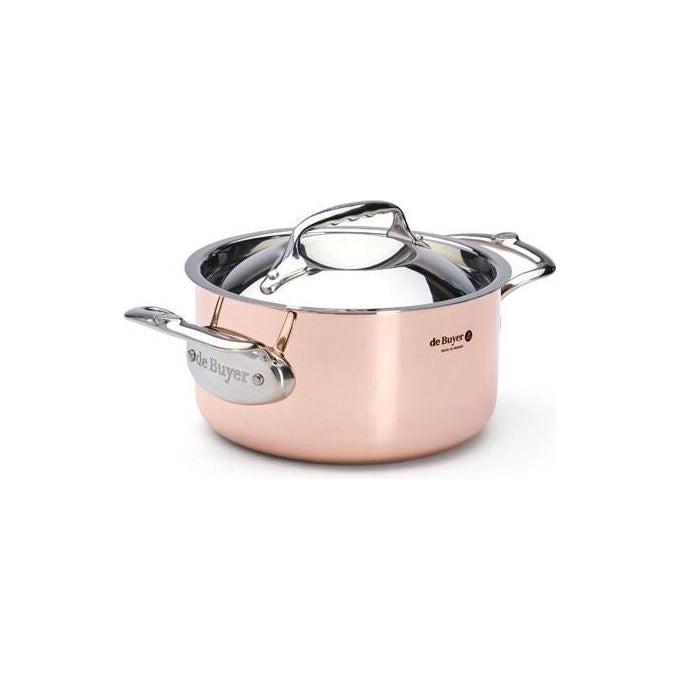De Buyer 6242.16 Prima Matera Pentola per Induzione 16 cm 1.8 L in Rame e Acciaio Inox colore Dorato e Argento