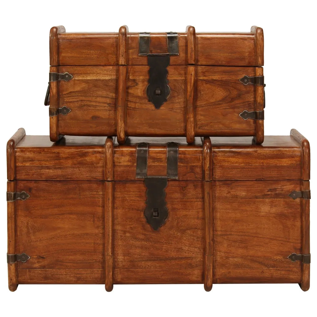 Set Forzieri 2 pz in Legno Massello di Acacia e Finitura Ambra 245656