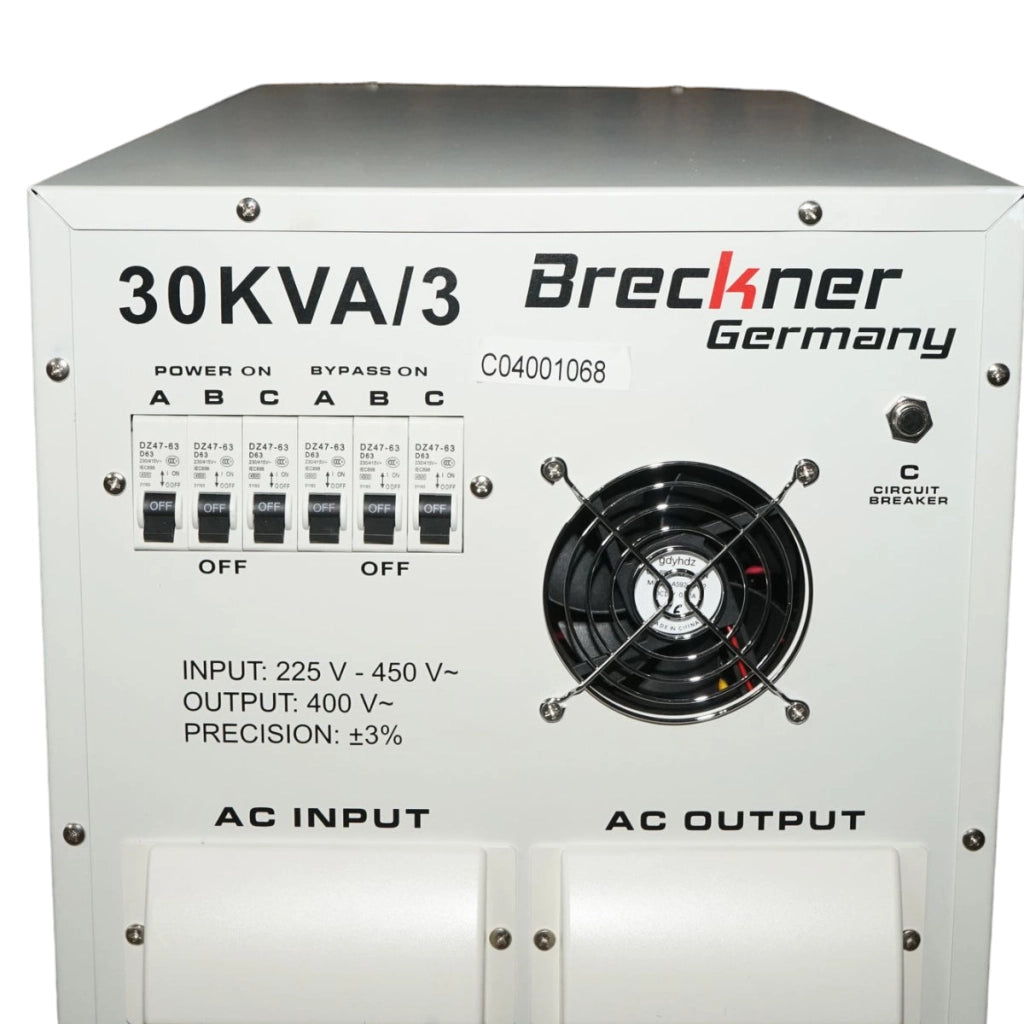 Stabilizzatore di tensione automatico 30KVA, 24KW trifase con servomotore Breckner Germany