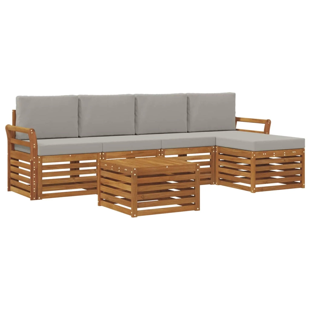 Set di divani da esterno 6 pcs Grigio Naturale e Chiaro 3374691
