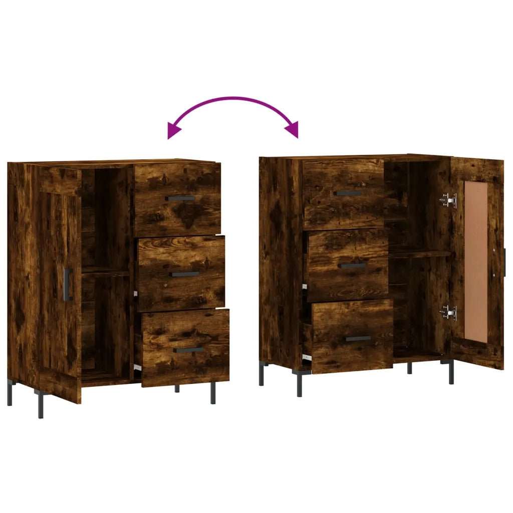Credenza Rovere Fumo 69,5x34x90 cm in Legno Multistrato 830265