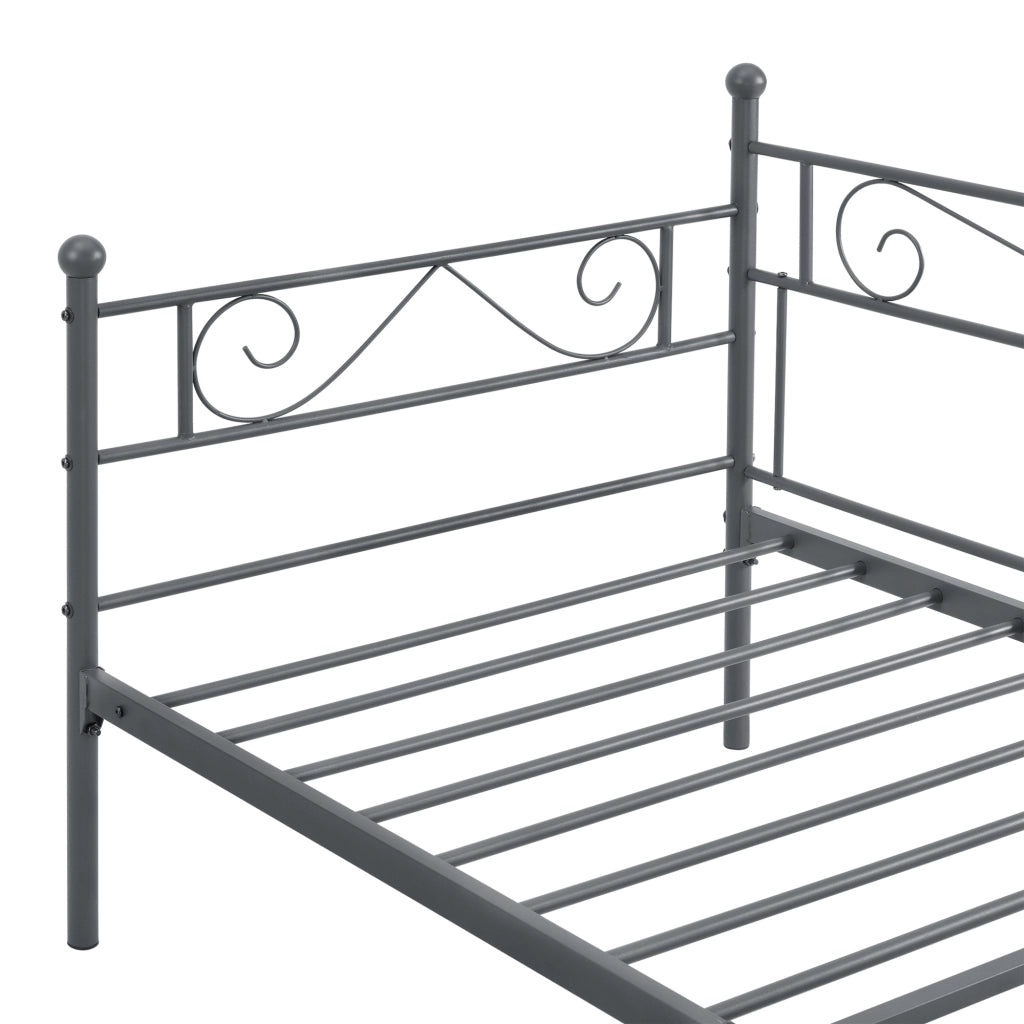 Struttura Divano Kerava in Acciaio Letto Singolo 90 x 200 cm - Grigio Scuro Opaco [en.casa]