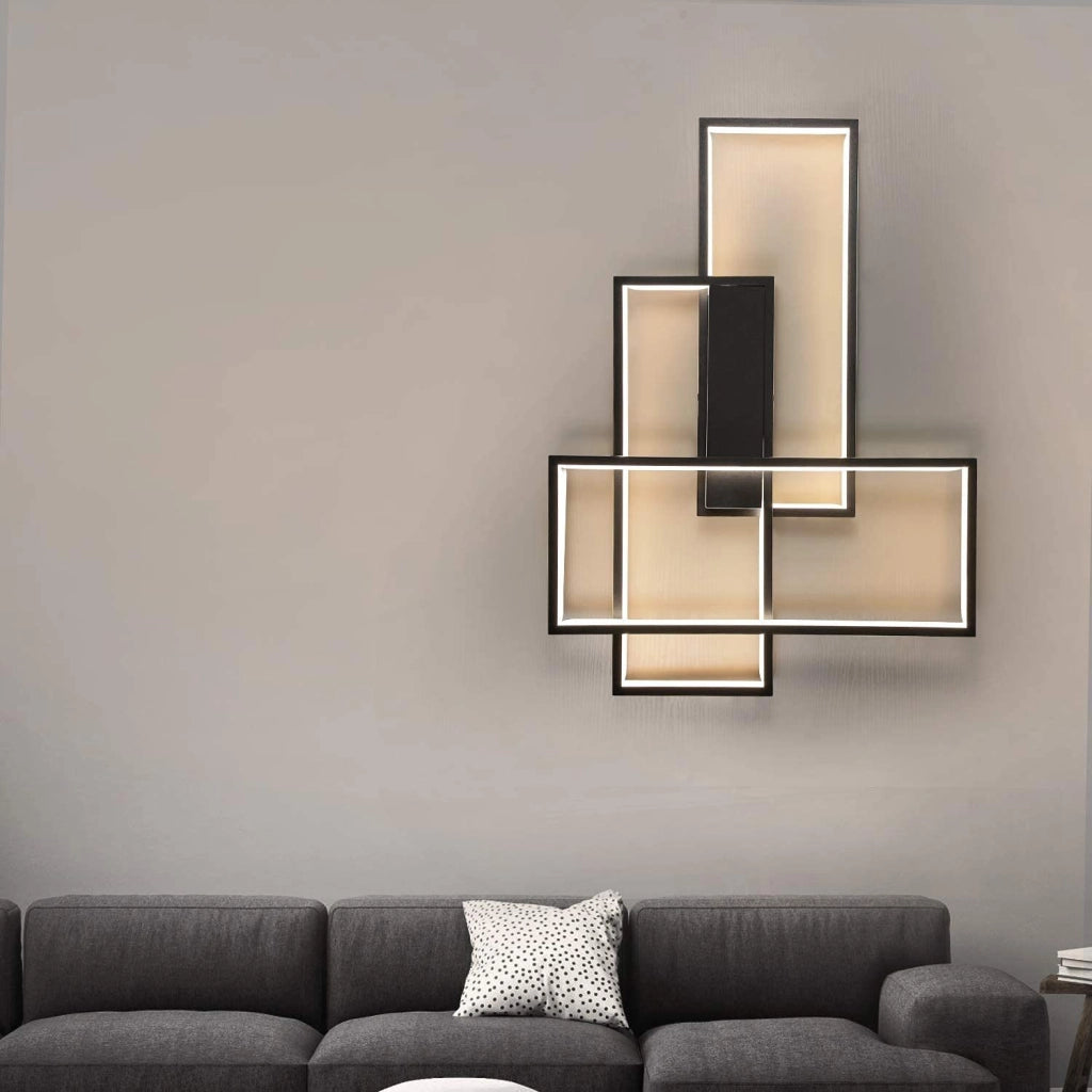 ZMH Lampada da soffitto plafoniera LED nera dimmerabile 65W telecomando moderna multifunzionale