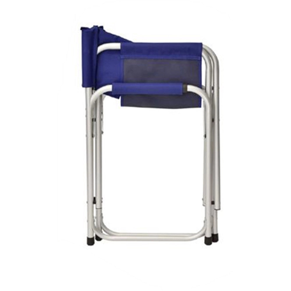 Trade Shop - Sedia Regista In Alluminio Tessuto Oxford Pieghevole Con Braccioli Blu Campeggio 512027 -