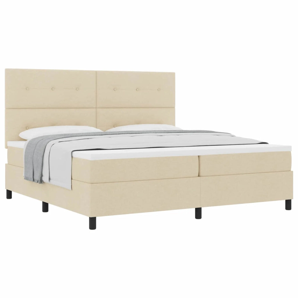 Letto a molle con materasso Crema 200 x 200 cm Tessuto 3339418