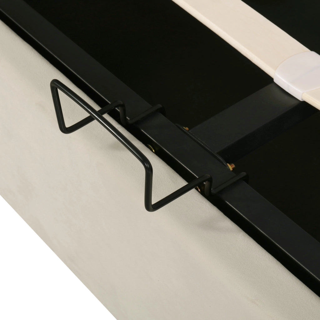 Letto imbottito beige con contenitore 140 x 190 cm