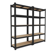 2 Scaffali In Metallo E MDF Ad Alta Portata Fino A 875 Kg Con 5 Ripiani Regolabili Ideale Per Garage Officina Cantina Magazzino Capannone Design Modulare 180 X 90 X 40 Cm Nero