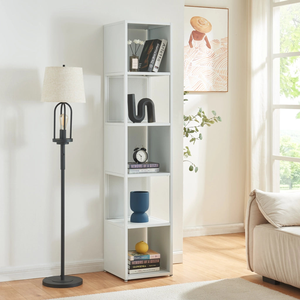 Scaffale da Terra Finspång Libreria in Acciaio 185 x 38 x 38 cm - Bianco [en.casa]