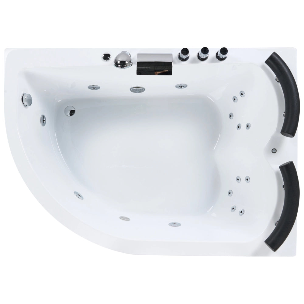 Vasca Idromassaggio Acrilico Bianco Luci LED Angolare versione sinistra 158 x 113 cm
