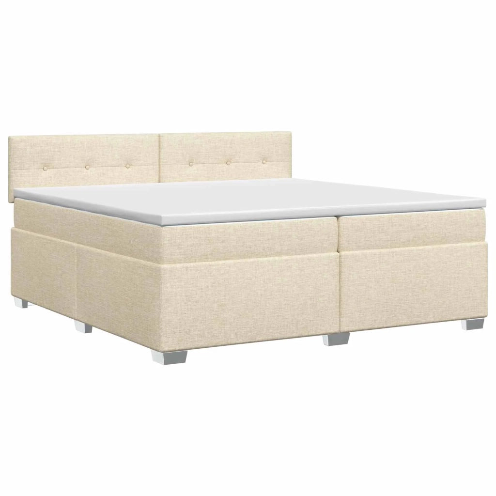 Letto box spring con materasso Crema 200 x 200 cm Tessuto 3450563