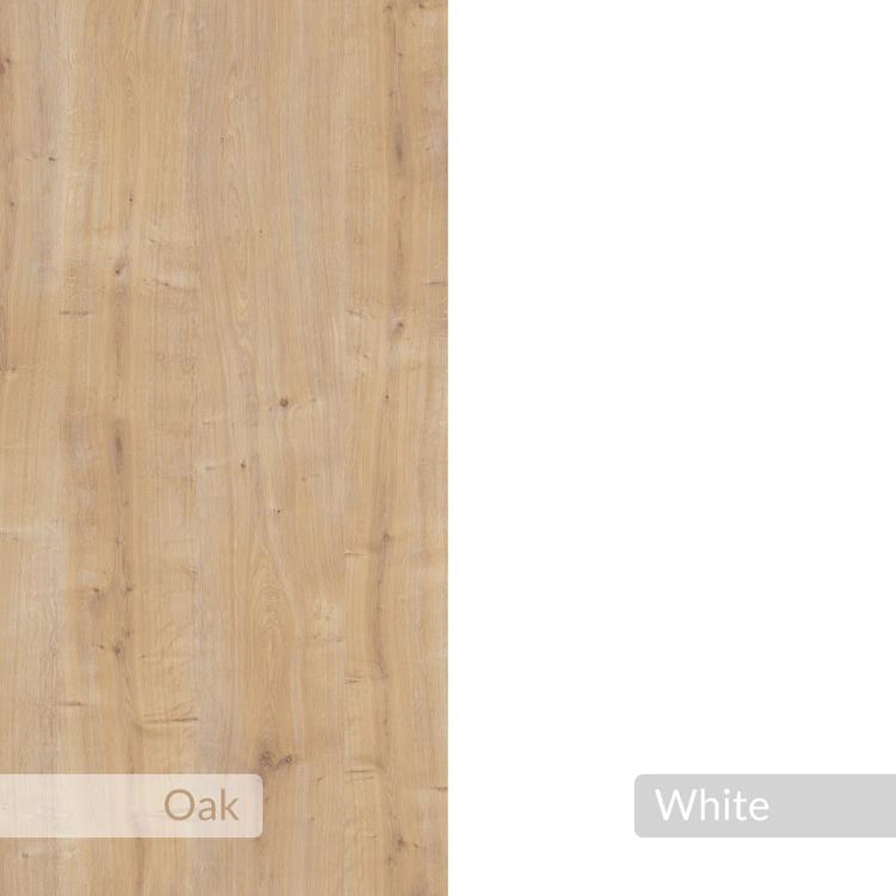 Tavolo da Bar 4 Ripiani e Portaoggetti Bianco e Quercia Salvaspazio 117x54x102cm