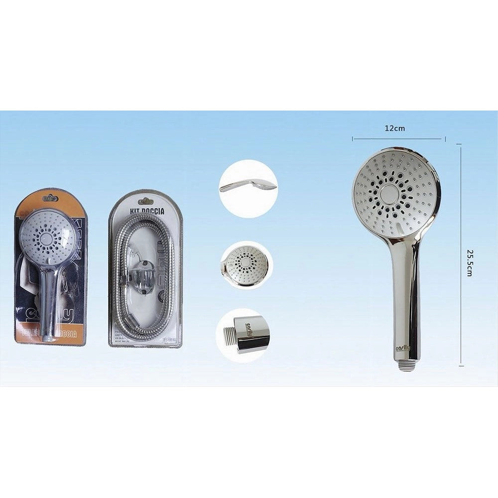 Trade Shop - Doccetta Soffione Telefono Doccia Bagno Multigetto Tubo 1,8mt Supporto Muro 52052 -