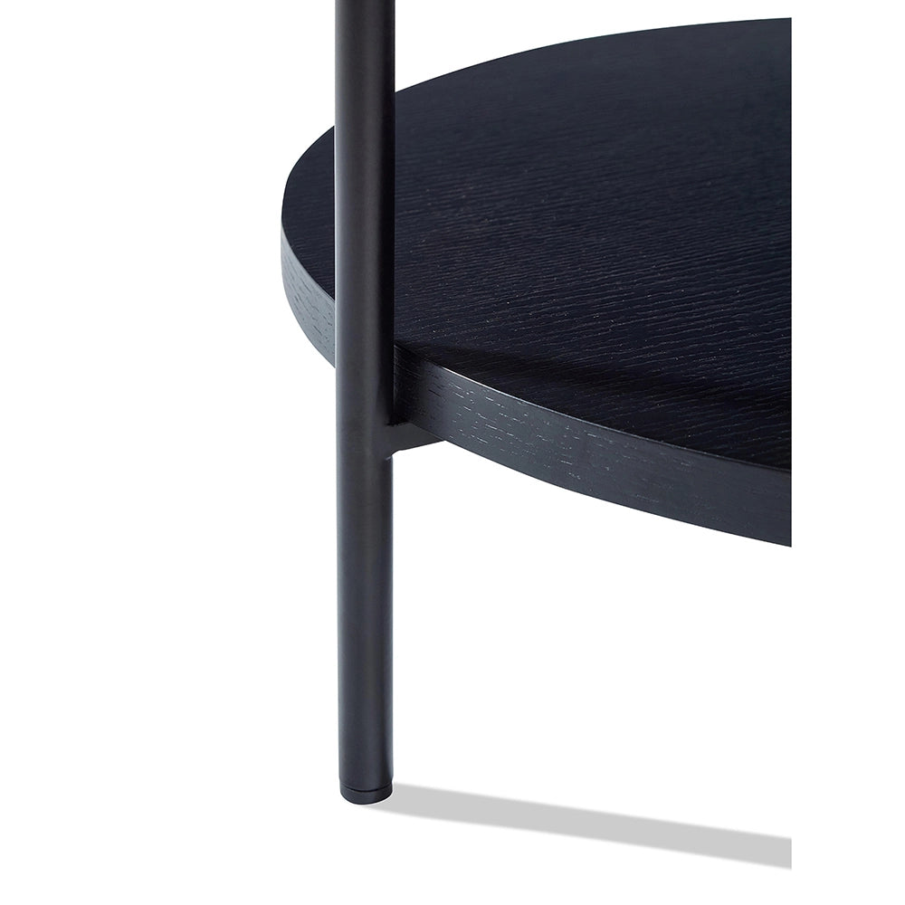 Tavolino moderno a due livelli - Xylo - 44x44x48 cm - Legno e ferro