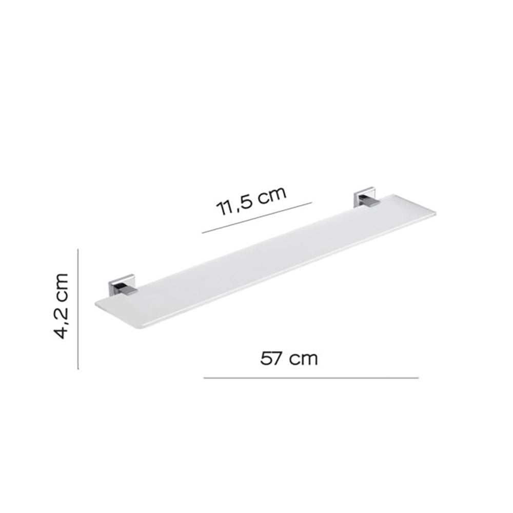 Mensola bagno 57cm Gedy con ripiano vetro satinato e supporti in accio inox cromato | Colorado