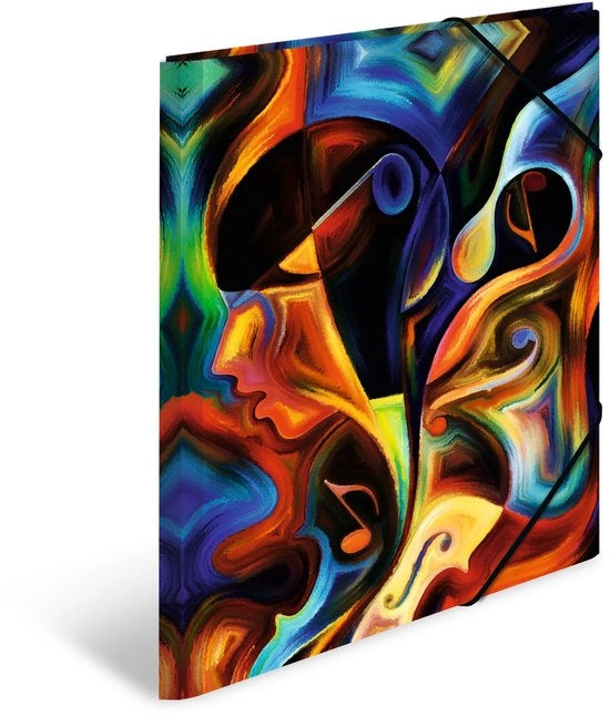 Set di cartelle per appunti musicali A3, 3 parti, cartelle per bambini in plastica con motivi artistici, elastico, flap interno e stampa interno per ragazzi e ragazze