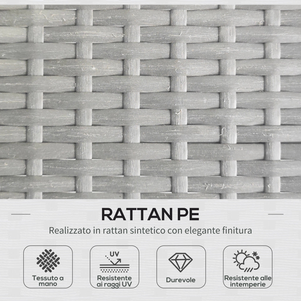 Divano 2 Posti da Giardino con Chaise Longue e Tavolino ¨C zephmum ¨C Grigio Chiaro