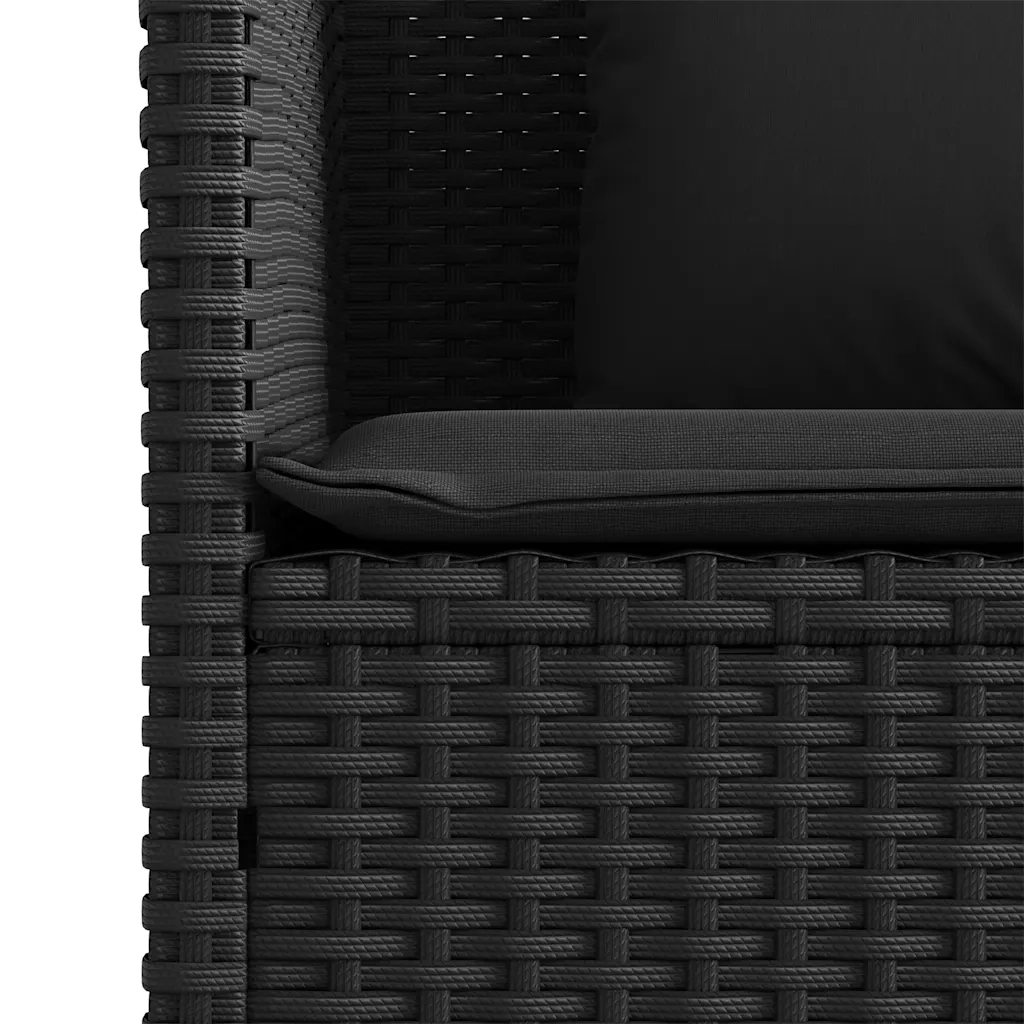 Panchina da Giardino | Panca da Giardino con Cuscini Nera in Polyrattan