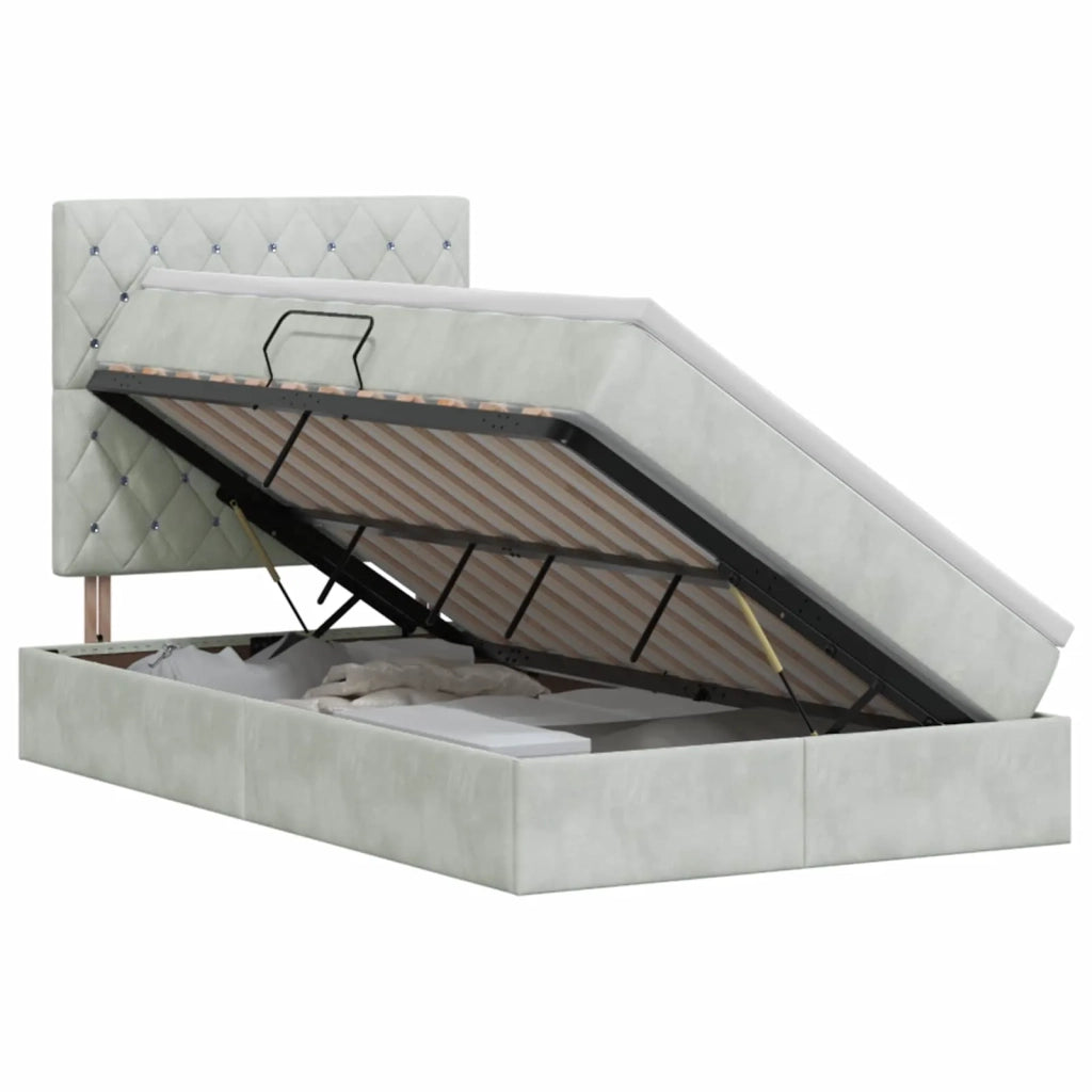 Letto con contenitore e materasso Grigio Chiaro 120 x 190 cm 3459615