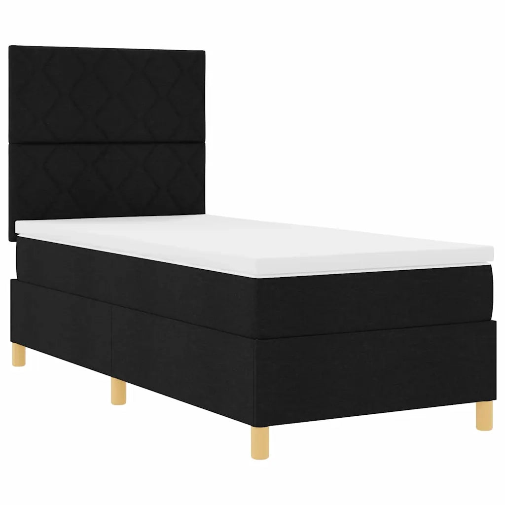Letto a molle con materasso Nero 90 x 190 cm Tessuto 3339660
