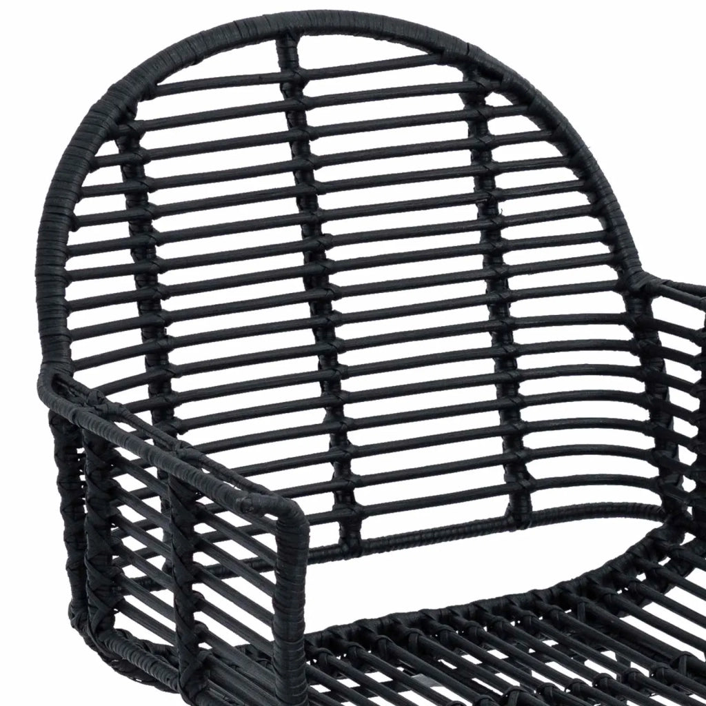 Sedia da pranzo 2 pcs Rattan e Ferro Nero 57 x 55 x 85 cm