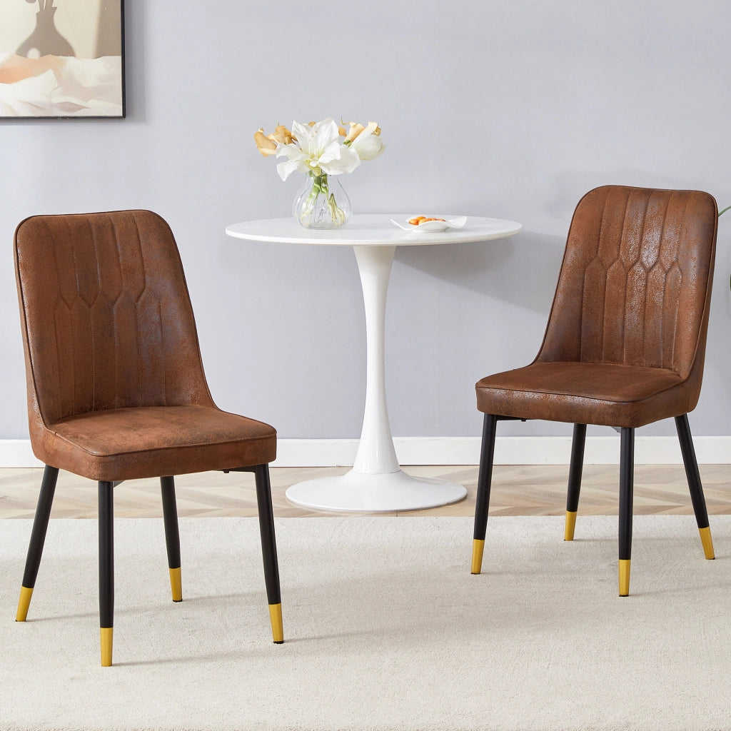 Sedia da Pranzo con Schienale Ergonomico, Gambe in Metallo e Feltrini Antiscivolo, in Tessuto Tecnico, Marrone Nero