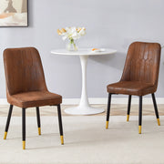 Sedia da Pranzo con Schienale Ergonomico, Gambe in Metallo e Feltrini Antiscivolo, in Tessuto Tecnico, Marrone Nero