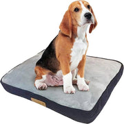 Cuscino per Cani da 36 Pollici - Blu Corduroy-Grigio Faux Pelliccia