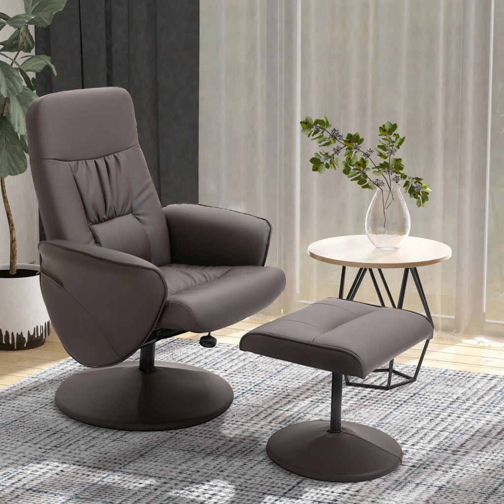 Poltrona Relax con Poggiapiedi ¨C Zephmum ¨C Marrone Tessuto Reclinabile