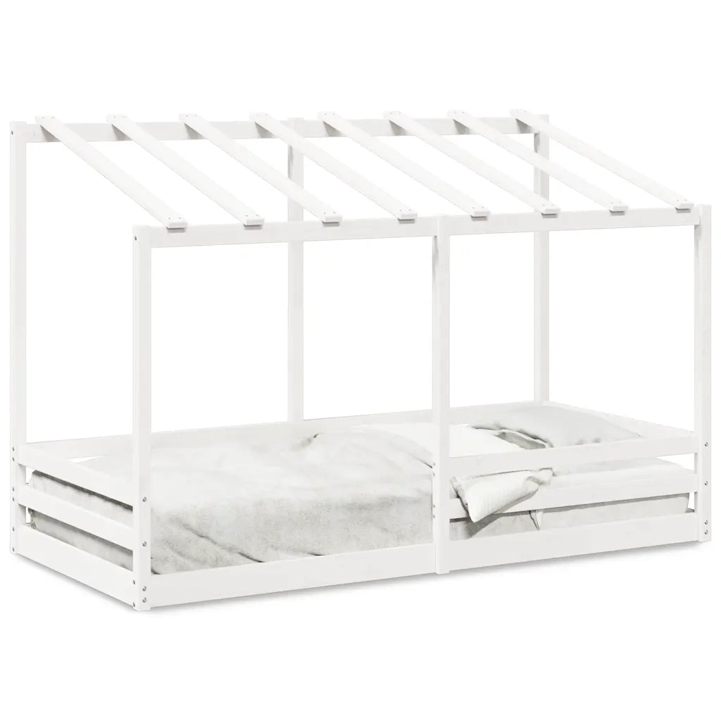 Letto per Bambini | Letto Infantile | Lettino con Tetto Bianco 90x200cm Legno Massello Pino