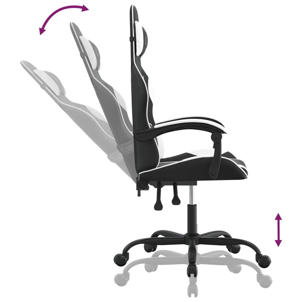 Sedia da Gaming Girevole Nero e Bianco in Similpelle 349572