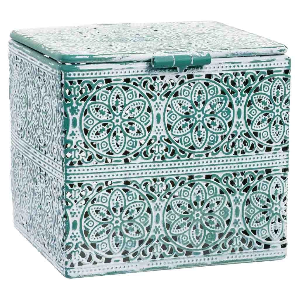 Scatola in metallo verde 12.5x12.5x11.5h cmh cm