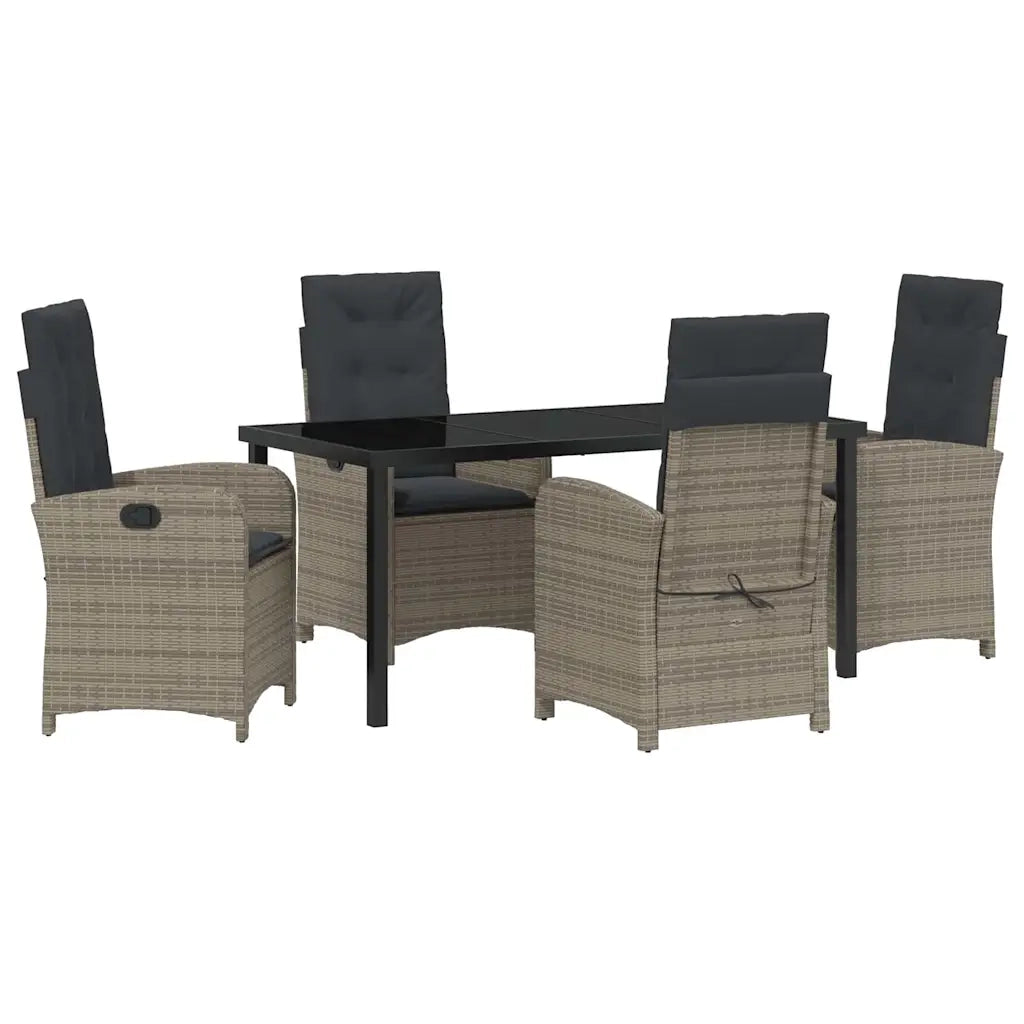 Set da Pranzo per Giardino con cuscino 5 pcs Grigio polyrattan 3380277