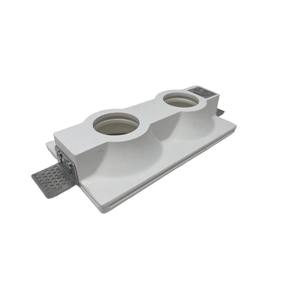 Trade Shop - Portafaretto Gesso Doppio Rotondo Incasso A Scomparsa 2 Portalampada Gu10 Gs-24 -