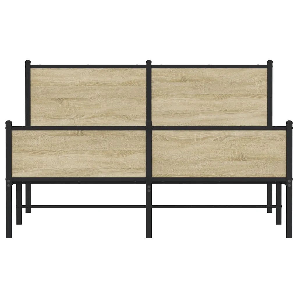 vidaXL Giroletto senza Materaso in Metallo Rovere Sonoma 150x200 cm
