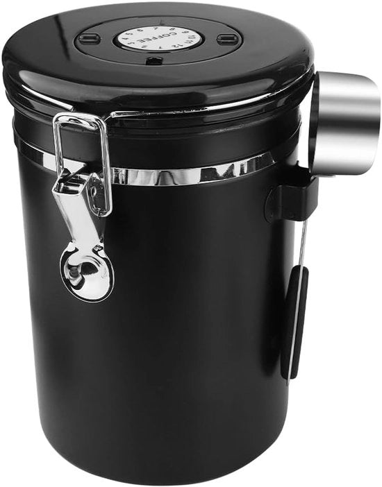 Cassetta per caffè a tenuta d'aria - 1,8 l - nero - acciaio inossidabile