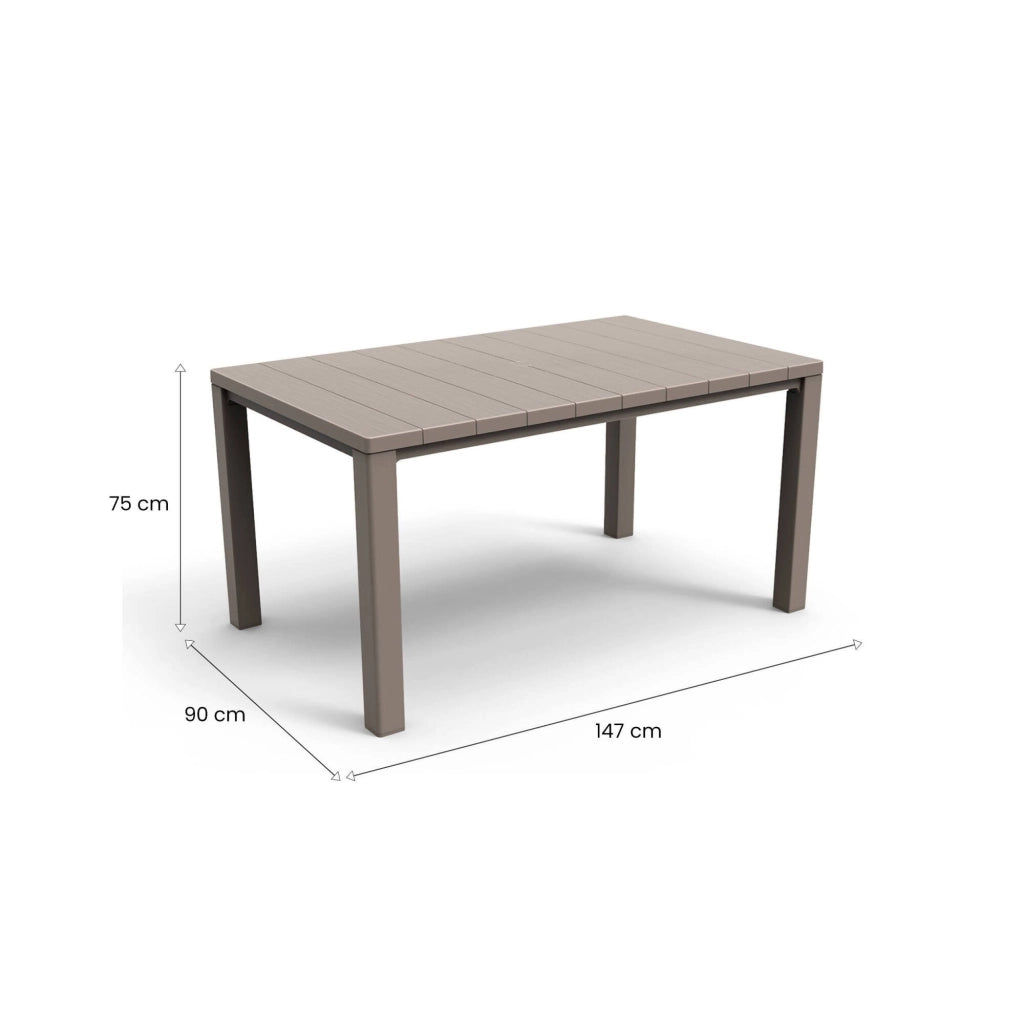 Tavolo da esterno Listowel, Base per picnic, Piano da pranzo da giardino, Banco outdoor multiuso, 147x90 h75 cm, Tortora