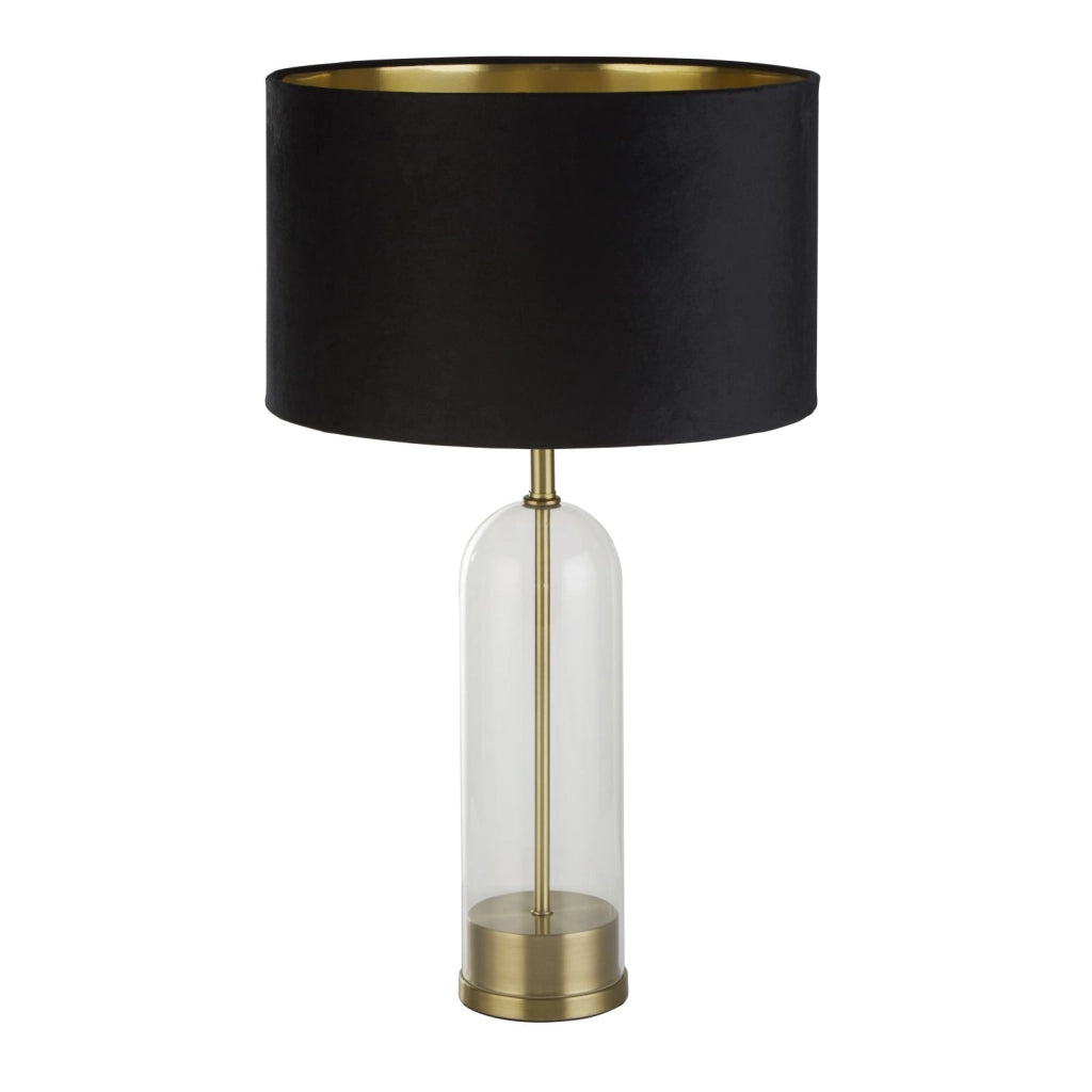 Lampada da tavolo Oxford - Vetro, metallo ottone e paralume in velluto nero