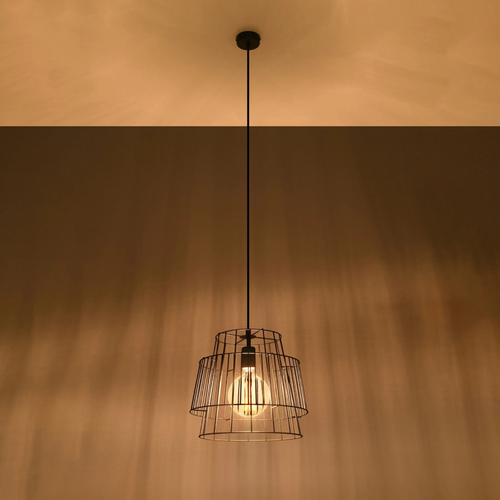 Lampada a sospensione PORTAL nera metallo E27 Pure Lume