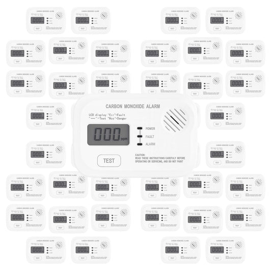 Set 40x Rilevatore monossido di carbonio con display 120 x 74 x 31 mm, allarme CO con batterie sostituibili incluse