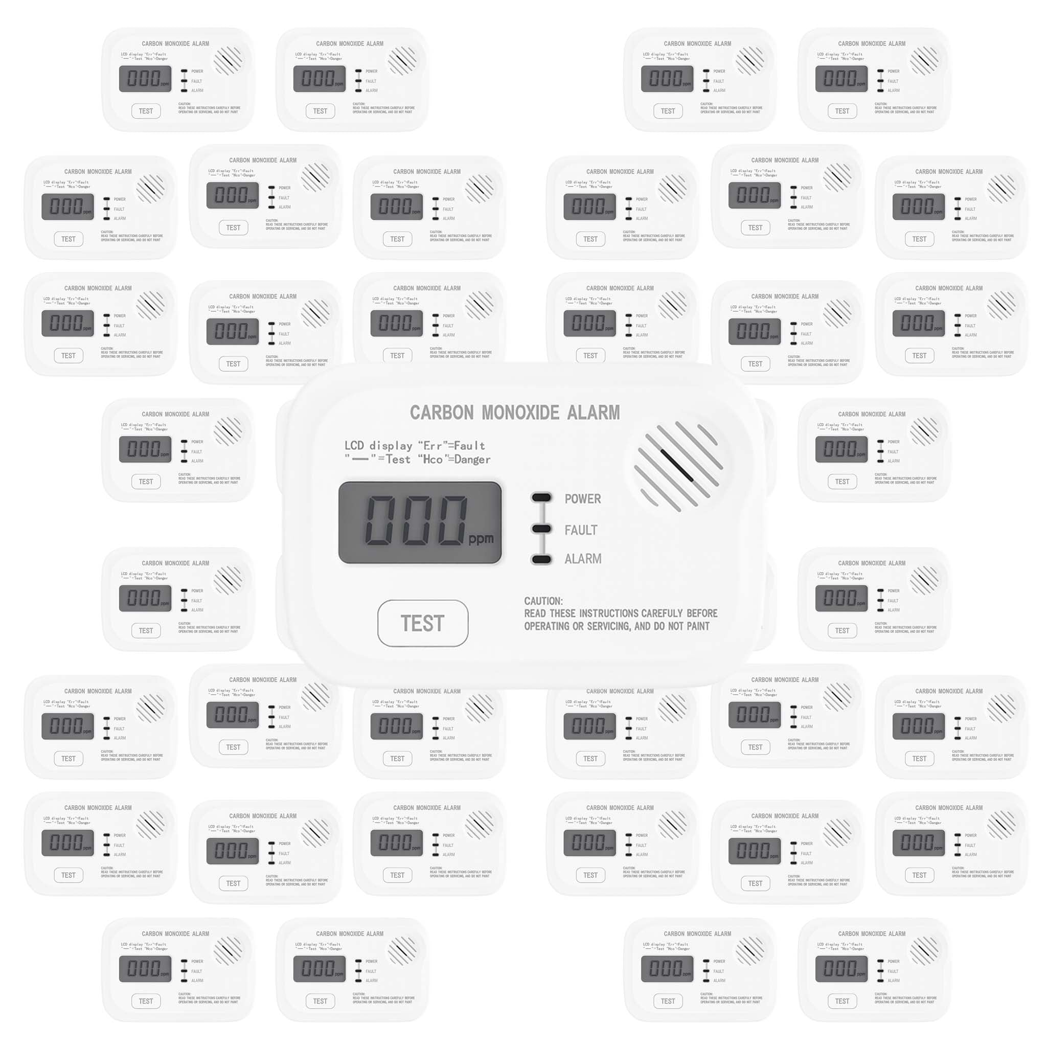 Set 40x Rilevatore monossido di carbonio con display 120 x 74 x 31 mm, allarme CO con batterie sostituibili incluse