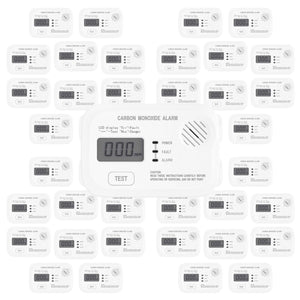 Set 40x Rilevatore monossido di carbonio con display 120 x 74 x 31 mm, allarme CO con batterie sostituibili incluse