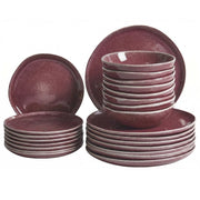 Set di 24 stoviglie in gres caolino fatto a mano con smalto reattivo bordeaux Cucina Sala da pranzo