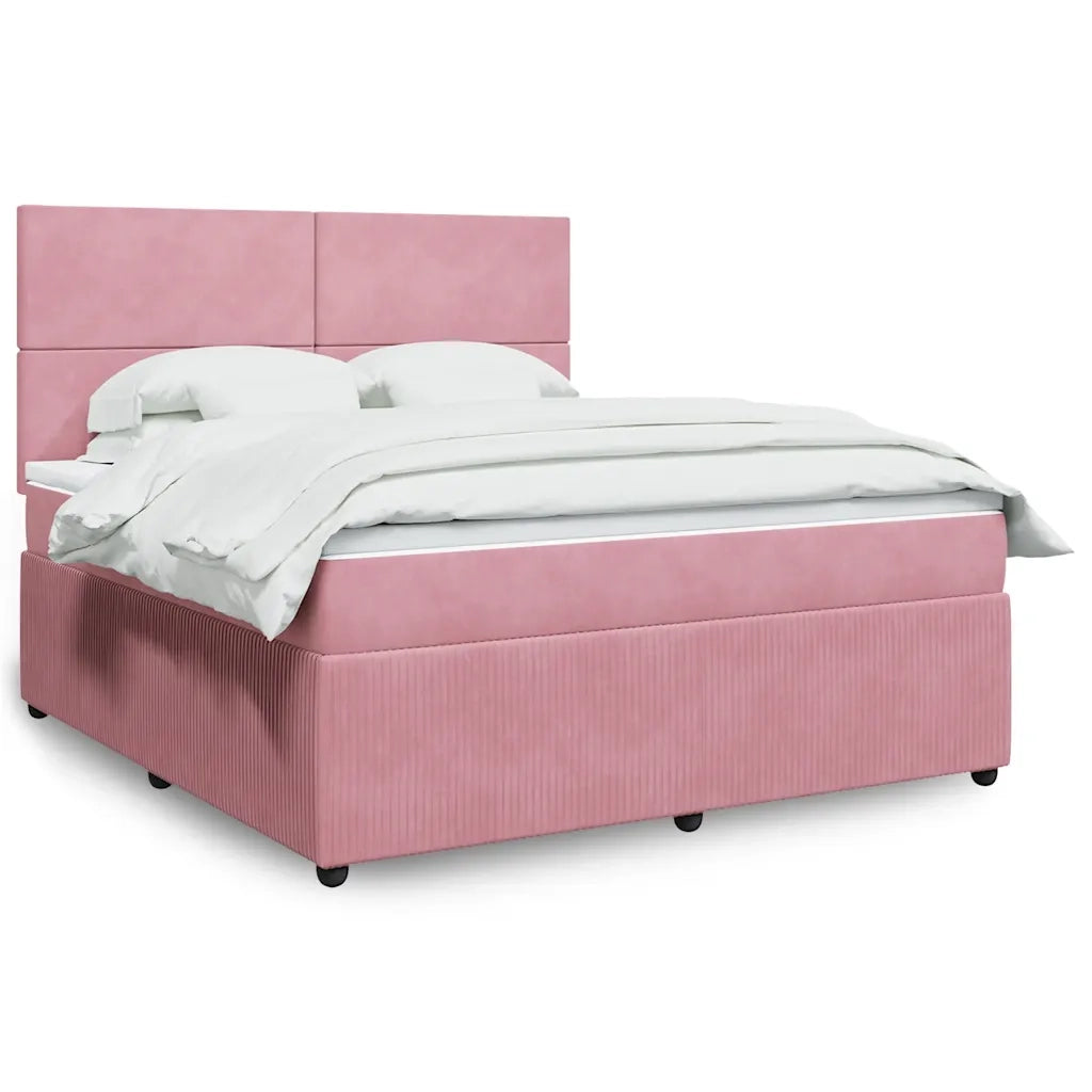 Giroletto a Molle con Materasso Rosa 180x200 cm in Velluto