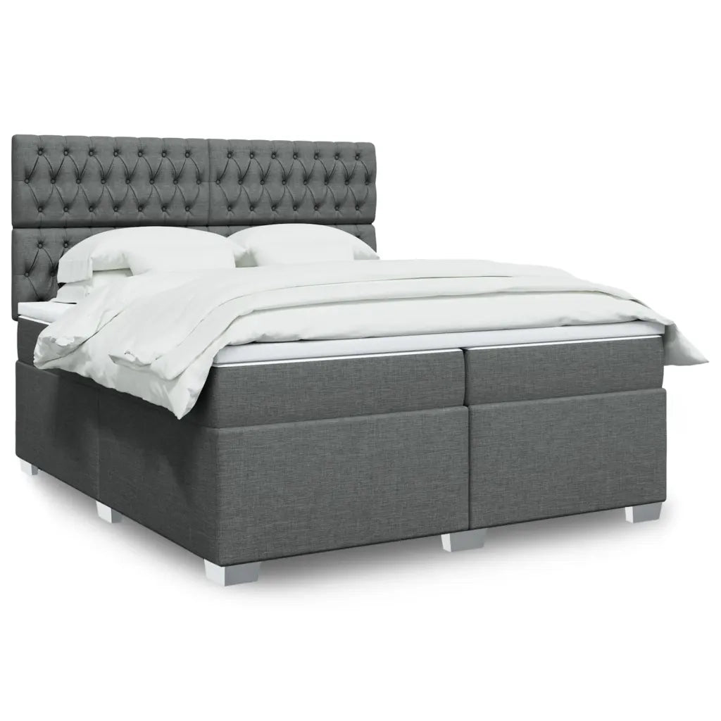 Giroletto a Molle con Materasso Grigio Scuro 200x200 cm Tessuto 3290603