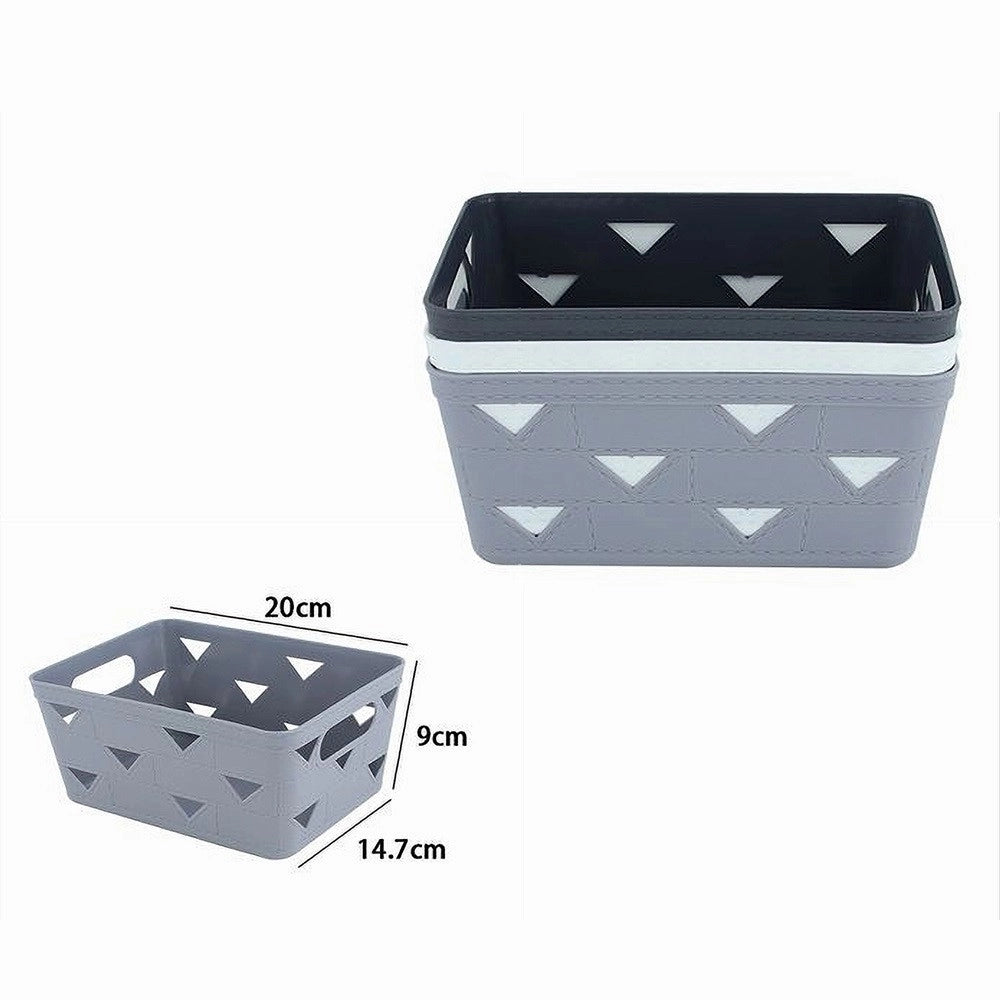 Trade Shop - Set 2pz Cesto Cestino Portatutto Oggetti Organizer Rettangolare 20x14.7x9cm 10713 -
