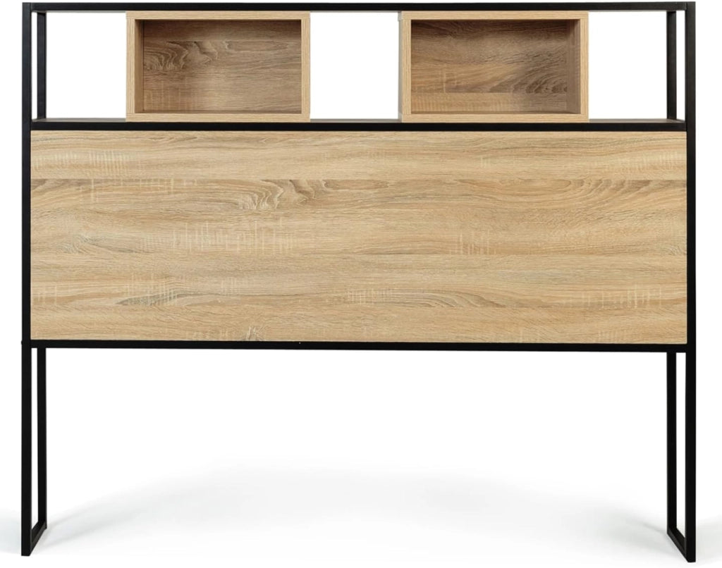 Testiera 145 cm design industriale legno e metallo nero DETROIT