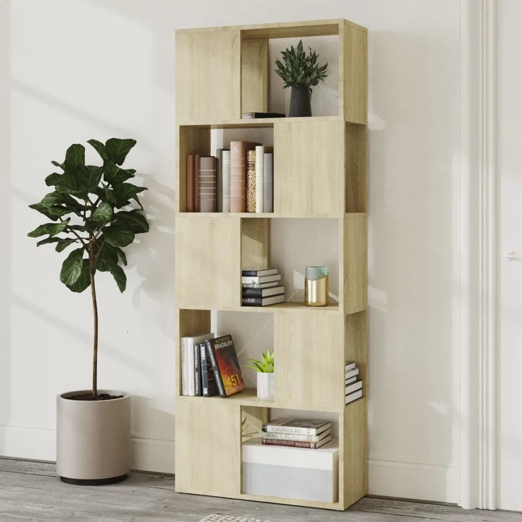 Libreria Divisorio-Scaffale per Libri-Mobile di Stoccaggio Rovere Sonoma 60x24x155 cm