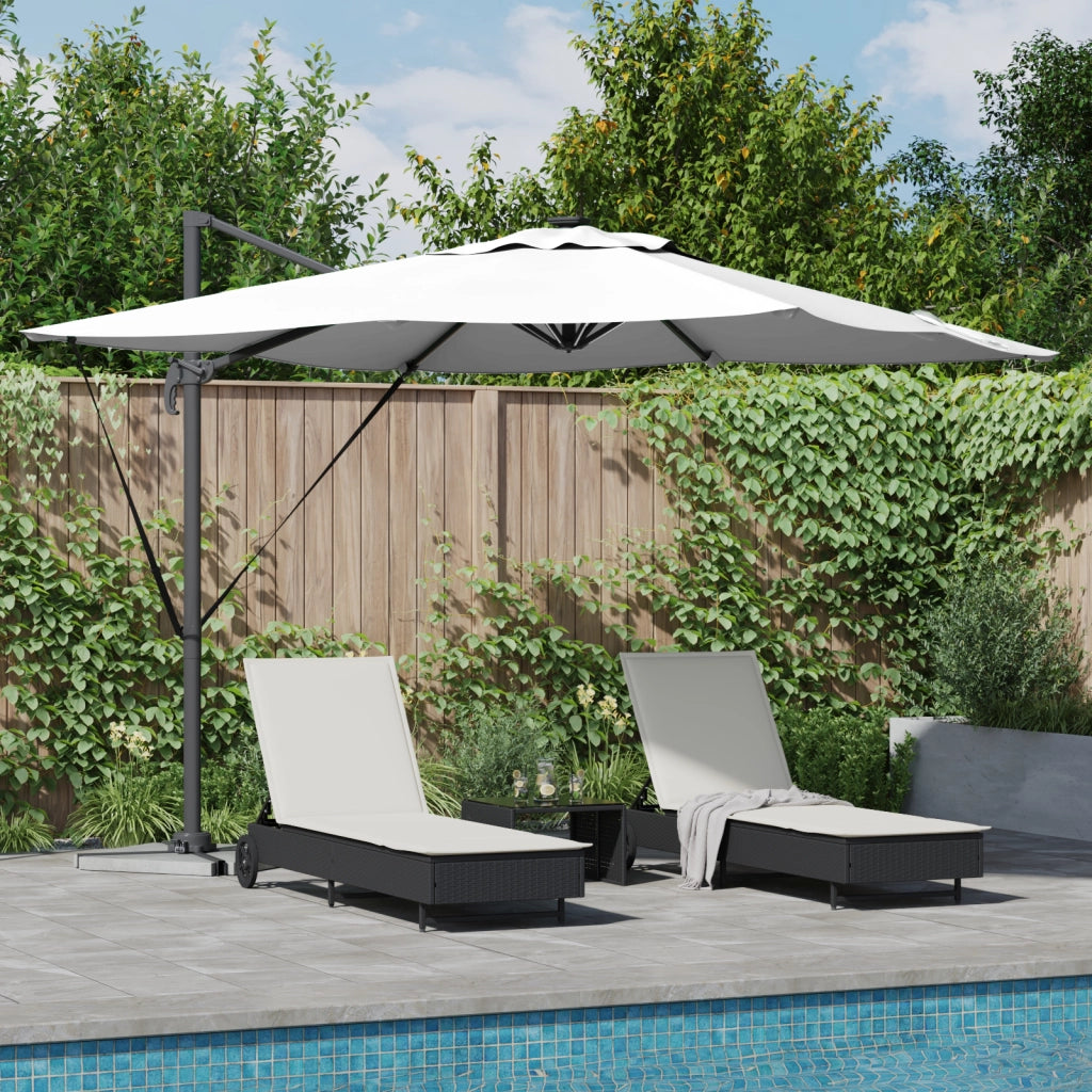 Ombrello a Sbalzo Roma con LED Sabbia 286x285x270 cm Alluminio